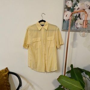 80s Vintage Yellow Striped Summer Shirt